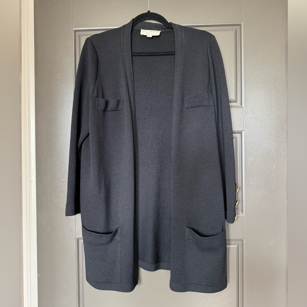 St. John Black Cardigan, Size Large